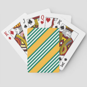 Green and white five stripe pattern with yellow playing cards