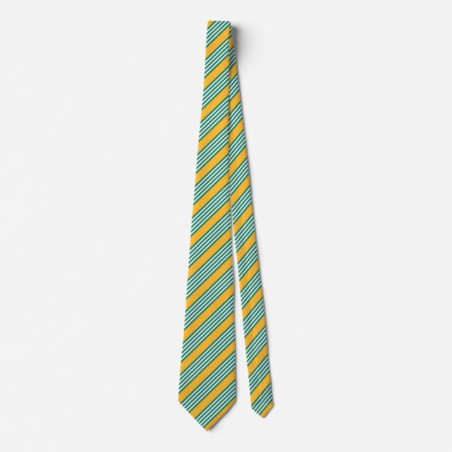 Green and white five stripe pattern with yellow tie (Front)