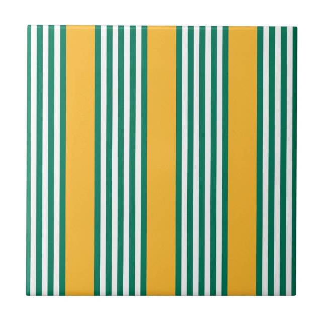 Green and white five stripe pattern with yellow tile (Front)