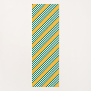 Green and white five stripe pattern with yellow yoga mat