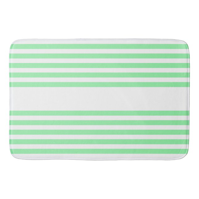 Green and white five stripes pattern bath mat (Front)