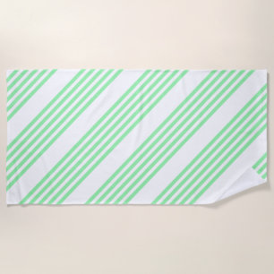 Green and white five stripes pattern beach towel