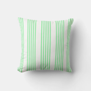 Green and white five stripes pattern cushion