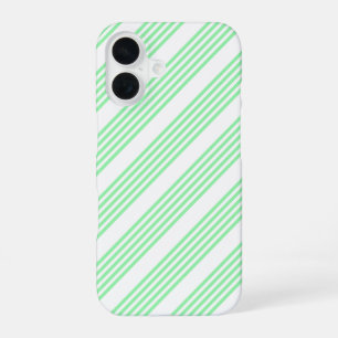 Green and white five stripes pattern iPhone 16 case