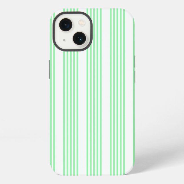 Green and white five stripes pattern iPhone case (Back)