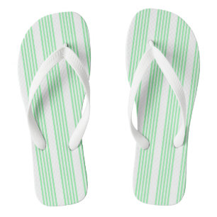 Green and white five stripes pattern jandals