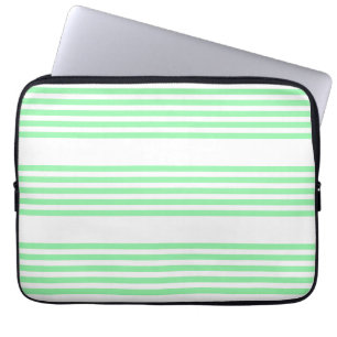 Green and white five stripes pattern laptop sleeve