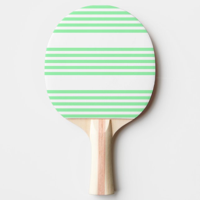Green and white five stripes pattern ping pong paddle (Front)