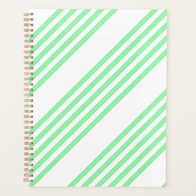 Green and white five stripes pattern planner (Front)