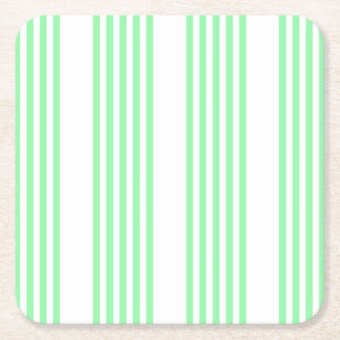 Green and white five stripes pattern square paper coaster