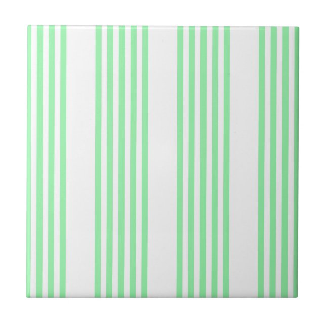 Green and white five stripes pattern tile (Front)