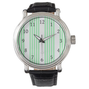 Green and white five stripes pattern watch