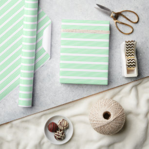 Green and white five stripes pattern wrapping paper