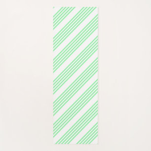 Green and white five stripes pattern yoga mat