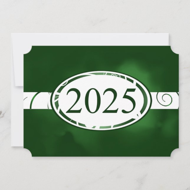 Green and White Floral Button 2025 Card (Front)