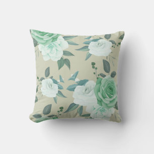 Green and white Floral Cushion