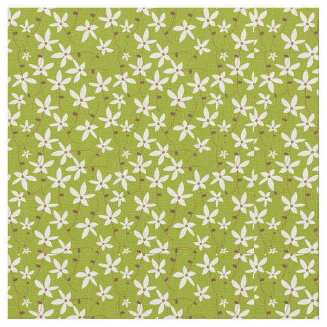 Green and White Floral Fabric (Close Up)