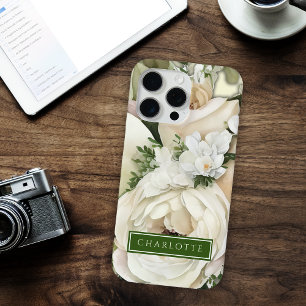 Green and White Floral Garden  iPhone 15 Pro Max Case