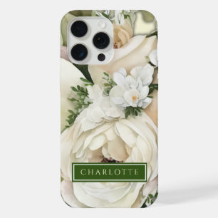 Green and White Floral Garden iPhone 15 Pro Max Case
