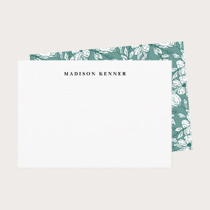 Green and White Floral Leaves Backdrop Thank You Card