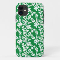 Green And White Floral Repeating Pattern