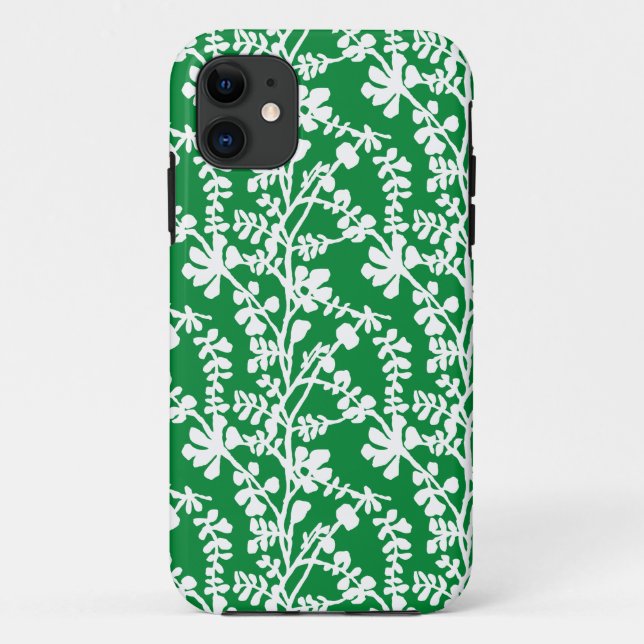 Green And White Floral Repeating Pattern Case-Mate iPhone Case (Back)