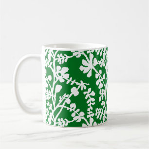 Green And White Floral Repeating Pattern Coffee Mug