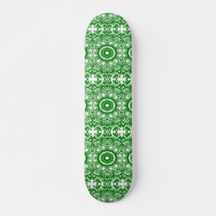 Green and white floral skateboard