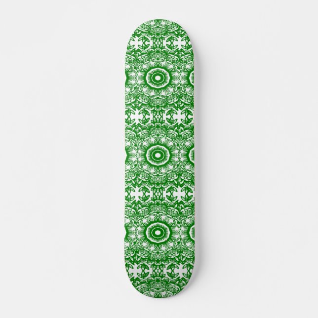 Green and white floral skateboard (Front)