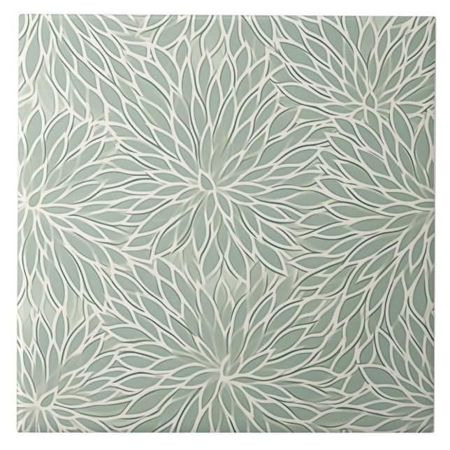 Green and White Flower Tile (Front)