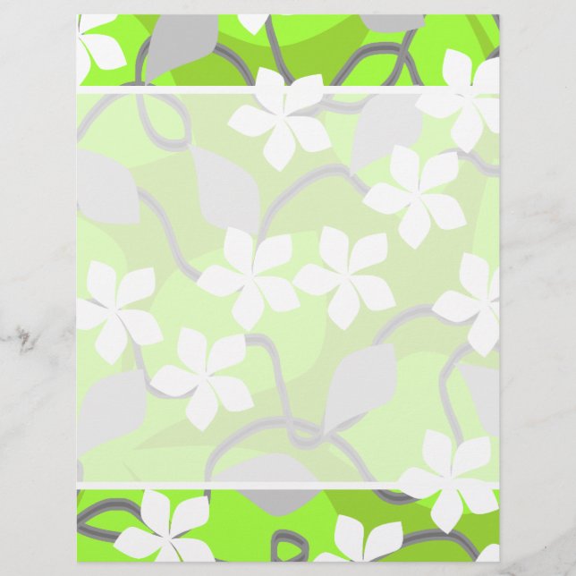 Green and White Flowers. Floral Pattern. (Front)