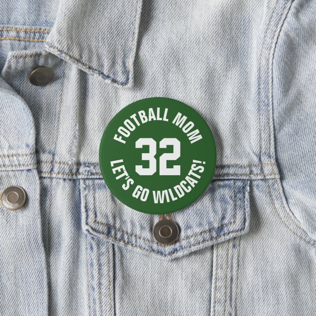 Green and White Football Mum Jersey Number 7.5 Cm Round Badge (In Situ)