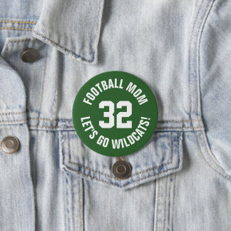 Green and White Football Mum Jersey Number 7.5 Cm Round Badge