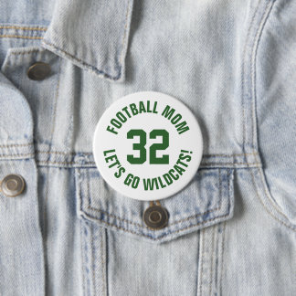 Green and White Football Mum Jersey Number 7.5 Cm Round Badge