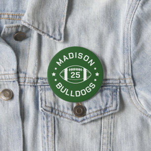 Green and White Football Player Jersey Number 7.5 Cm Round Badge