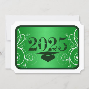 Green and White Frame Graduation Invitation