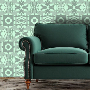 Green and White Geometric Harmony Wallpaper