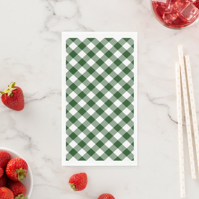 Green and White Gingham Check Napkin (Insitu)