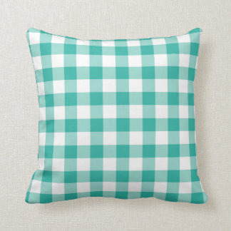 Green And White Gingham Check Pattern Cushion