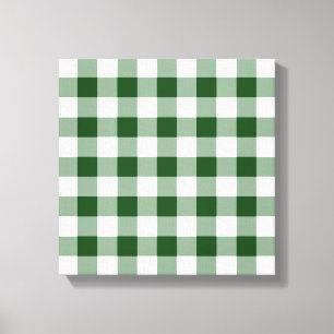 Green and White Gingham Pattern Canvas Print