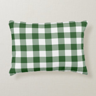 Green and White Gingham Pattern Decorative Cushion