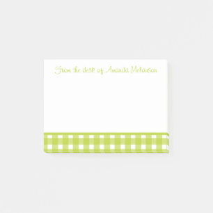 Green and White Gingham Plaid Checks Post-it Notes