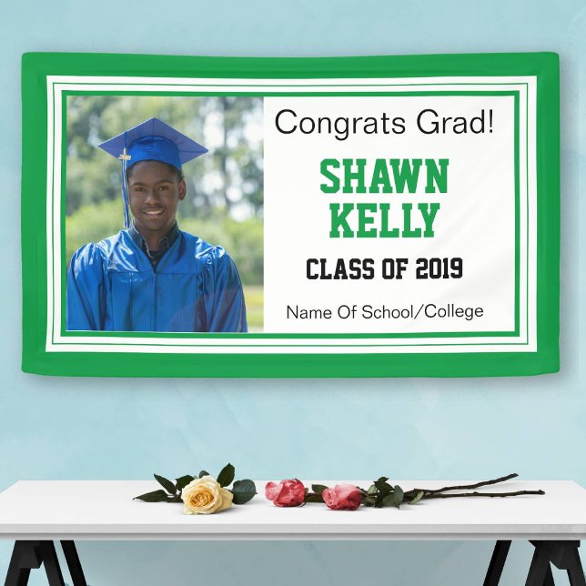 Green and White Grad One Photo Banner (Creator Uploaded)