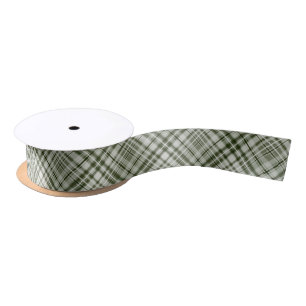 green and white greyed jade tartan plaid satin ribbon