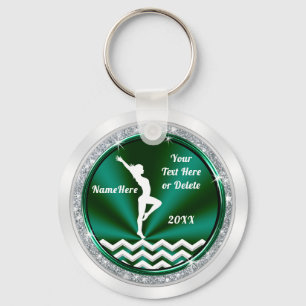 Green and White, Gymnastics Themed Party Favors Key Ring