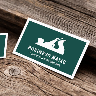 Green and White Hand Plane Handyman Carpenter Business Card