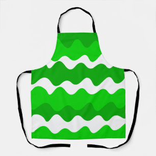 Green and white horizontal waves pattern  apron