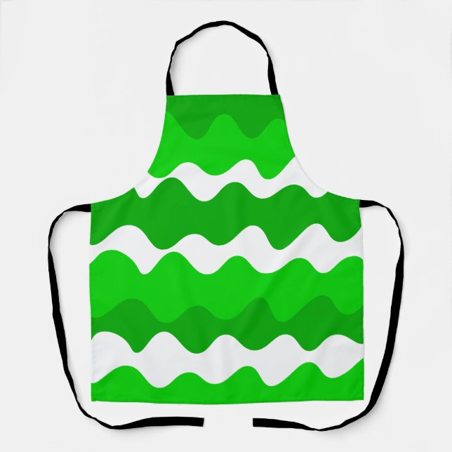 Green and white horizontal waves pattern  apron (Front)