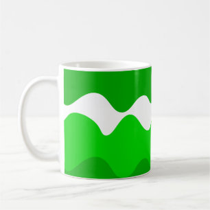 Green and white horizontal waves pattern coffee mug