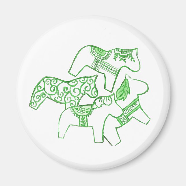 Green and white horses magnet (Front)
